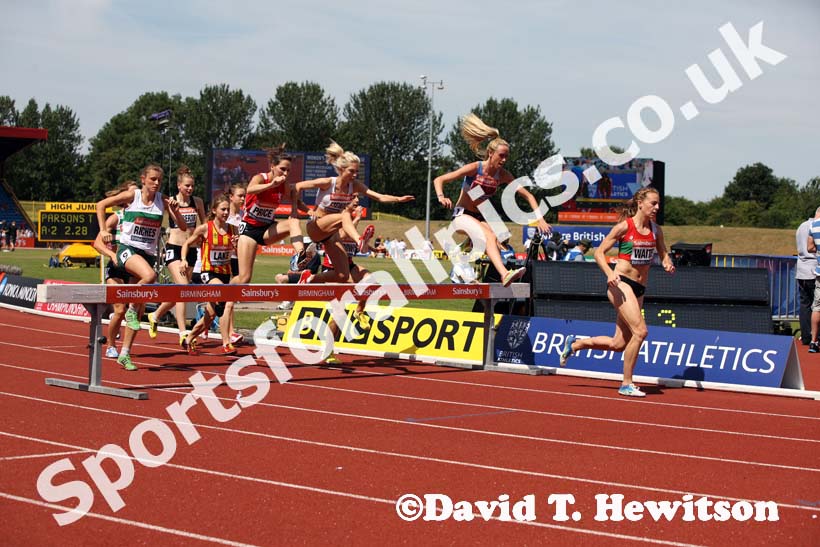 Womens 3000 metres steeplechase at the Sainsbury's British Championships, Birmingham.